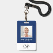 Aangepaste Foto Logo Modern Stijlvol Navy Blauw Wi Badge (Voorzijde met lanyard)