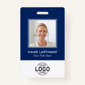 Aangepaste Foto Logo Modern Stijlvol Navy Blauw Wi Badge (Voorkant)