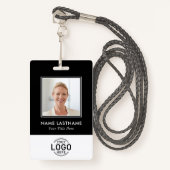 Aangepaste Foto Logo Modern Stijlvol Zwart Wit Badge (Voorkant met draagriem)
