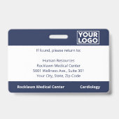 Aangepaste Foto Logo Navy Blue Medical Employee ID Badge (Achterkant)