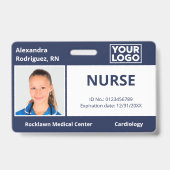 Aangepaste Foto Logo Navy Blue Medical Employee ID Badge (Voorzijde)