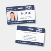 Aangepaste Foto Logo Navy Blue Medical Employee ID Badge (Voor- en achterkant)
