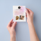 Aangepaste Foto Logo Promotie Gouden Roze Waterver Flyer (Hand)