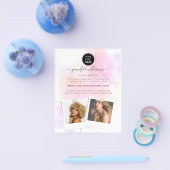 Aangepaste Foto Logo Promotie Gouden Roze Waterver Flyer (Enkel)