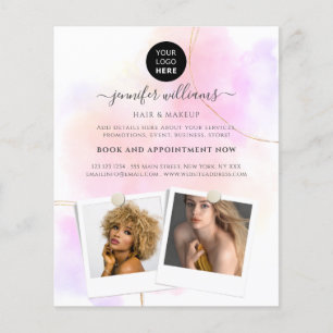 Aangepaste Foto Logo Promotie Gouden Roze Waterver Flyer