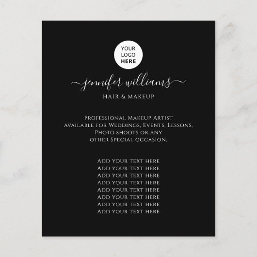 Aangepaste foto-Logo promotioneel modern zwart Flyer (Achterkant)