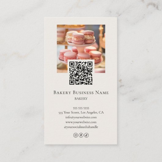 Aangepaste Foto Logo QR Code Bakery Visitekaartje (Achterkant)