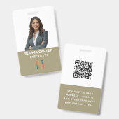 Aangepaste foto logo QR-code medewerker Iguana kle Badge (Voor- en achterkant)