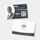 Aangepaste foto logo QR-code personeel zakelijk gr Badge (Voor- en achterkant)