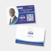 Aangepaste foto logo QR-code Werknemer Bedrijfsbla Badge (Voor- en achterkant)