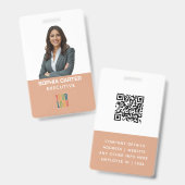 Aangepaste foto logo QR-code werknemer bruine ID-b Badge (Voor- en achterkant)