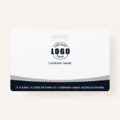 Aangepaste foto-Logo QR-code werknemer grijs Badge (Achterkant)