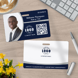 Aangepaste foto-Logo QR-code werknemer grijs Badge