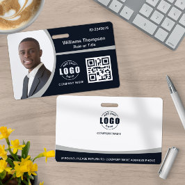 Aangepaste foto-Logo QR-code werknemer grijs Badge