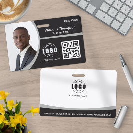 Aangepaste foto-Logo QR-code werknemer grijs Badge