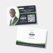 Aangepaste foto-Logo QR-code werknemer Groen Badge (Voor- en achterkant)