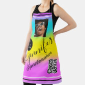 Aangepaste foto Logo QR Menu CODE Kleurbehandeling Schort (Insitu)