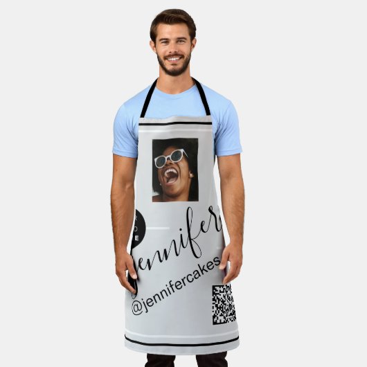 Aangepaste foto Logo QR Menu CODE Restaurant Pub Schort (Gedragen)