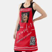 Aangepaste foto Logo QR Menu CODE Restaurant rood Schort (Insitu)