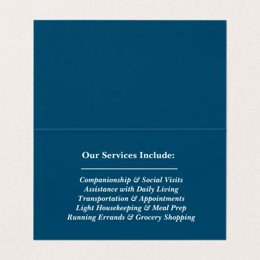Aangepaste Foto & Logo Senior Companion Caregiver Visitekaartje (Binnenkant ongevouwen)