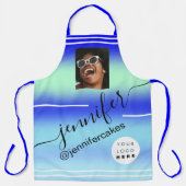 Aangepaste foto Logo Shop Restaurant Strand Zwemba Schort (Voorkant)