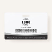 Aangepaste foto-Logo streepjescode werknemer grijs Badge (Achterkant)