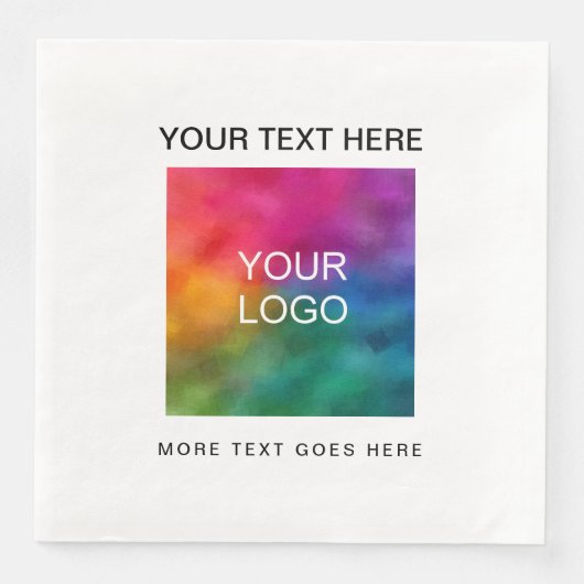 Aangepaste foto logo tekst witte standaard diner p servet (Voorkant)
