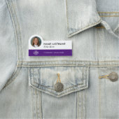 Aangepaste Foto Logo Titel Paarse Wit Modern Naamplaatje (In situ)