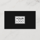 Aangepaste foto logo wit, dunne rand elegant zwart visitekaartje (Achterkant)