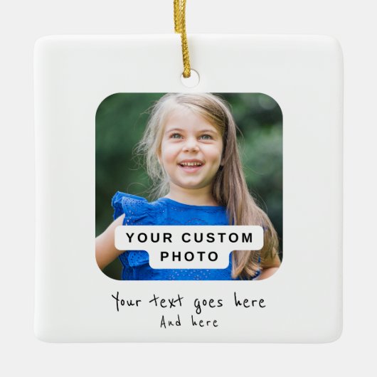 Aangepaste foto, maak je eigen keramisch ornament (Voorkant)