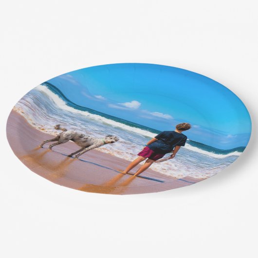 Aangepaste foto maak je eigen ontwerp - Ik hou van Papieren Bordje (Gekanteld)