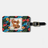Aangepaste foto Macaw en Hibiscus Pattern Bagagelabel (Voorkant horizontaal)