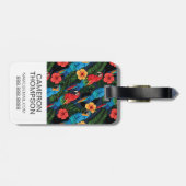 Aangepaste foto Macaw en Hibiscus Pattern Bagagelabel (Achterkant horizontaal)