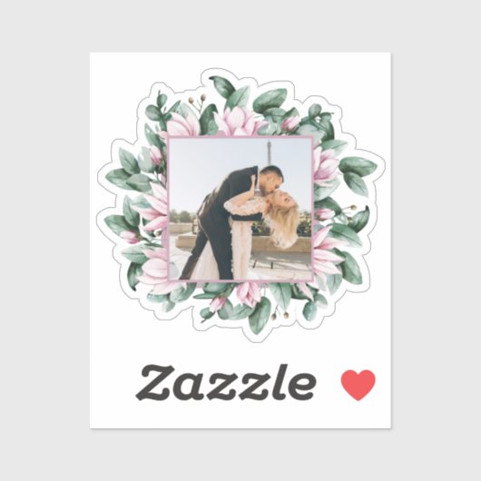Aangepaste foto Magnolia Flower Lijst bruiloft Sticker (Vel)