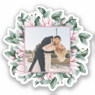 Aangepaste foto Magnolia Flower Lijst bruiloft Sticker