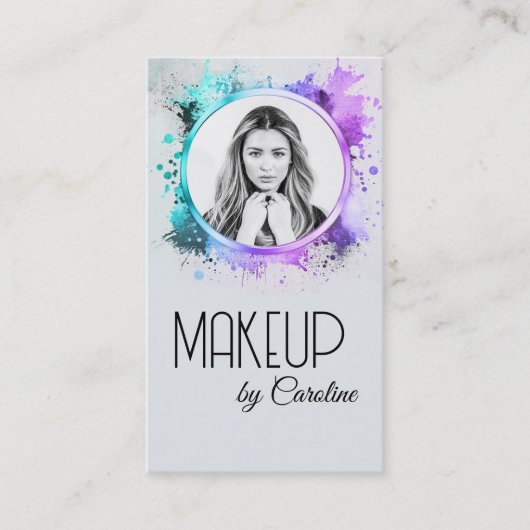 Aangepaste Foto Make-up Artist Kleur Splash Lijst Visitekaartje (Voorkant)