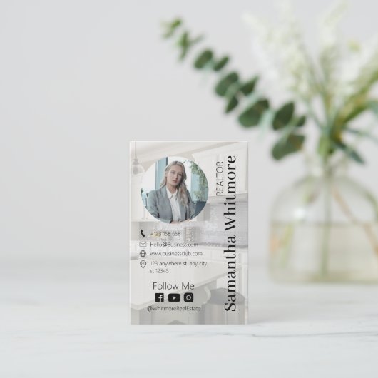 Aangepaste foto makelaar Professioneel onroerend g Visitekaartje (Staand voorkant)