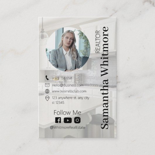 Aangepaste foto makelaar Professioneel onroerend g Visitekaartje (Voorkant)