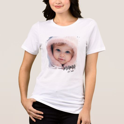 Aangepaste foto mama opgericht Tri-Blend shirt (Voorkant)