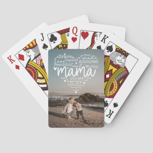 Aangepaste foto Mama U bent script hart overlay Pokerkaarten (Achterkant)