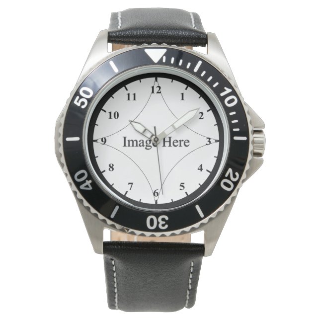 Aangepaste foto, Mannen Stainless Steel Watch Horloge (Voorkant)