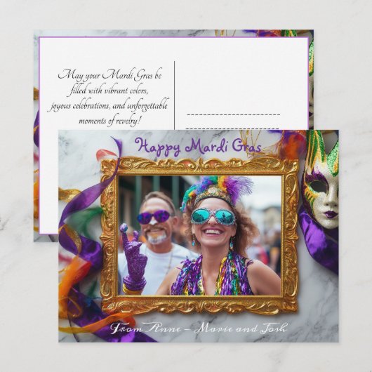 Aangepaste foto Mardi Gras Chaos Lijst Briefkaart (Voorkant / Achterkant)