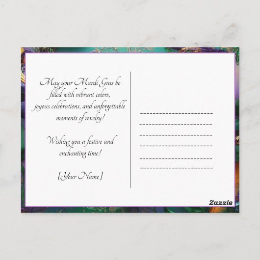 Aangepaste foto Mardi Gras Chaos Lijst Briefkaart (Achterkant)