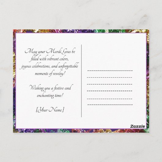 Aangepaste foto💚💜💛 Mardi Gras Herinneringen Briefkaart (Achterkant)