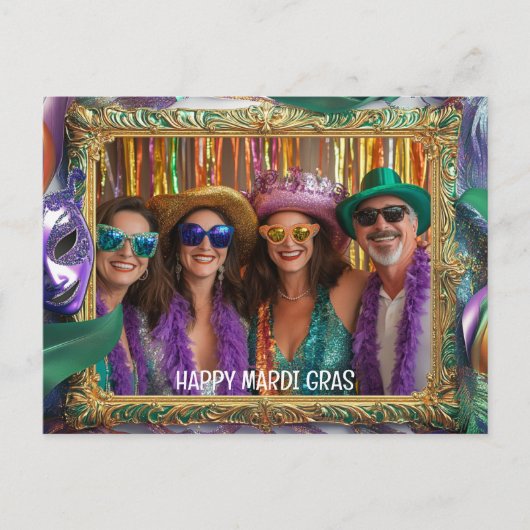 Aangepaste foto Mardi Gras Madness Magic Briefkaart (Voorkant)