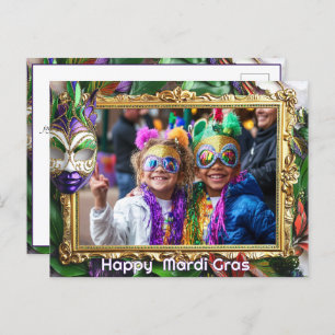 Aangepaste foto💚💜💛 Mardi Gras Magic Briefkaart