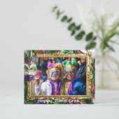 Aangepaste foto💚💜💛 Mardi Gras Magic Briefkaart (Staand voorkant)