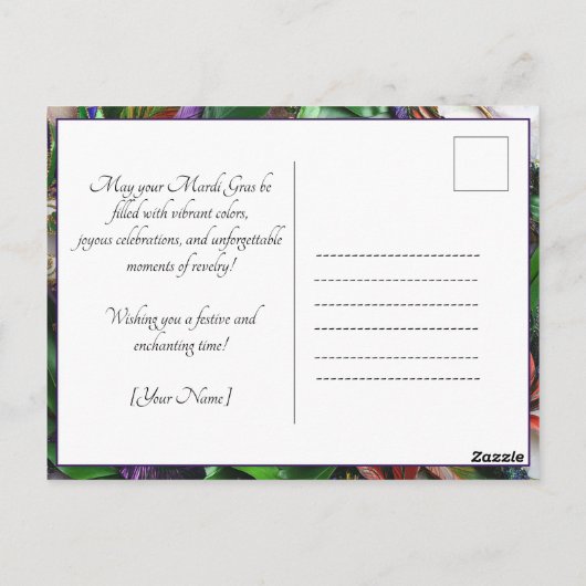 Aangepaste foto💚💜💛 Mardi Gras Magic Briefkaart (Achterkant)