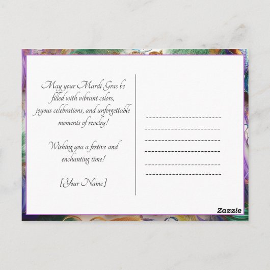 Aangepaste foto Mardi Gras Magic Briefkaart (Achterkant)