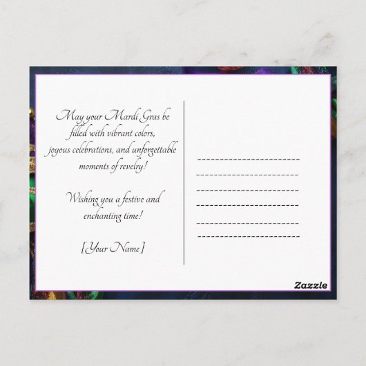 Aangepaste foto💚💜💛 Mardi Gras Magic Briefkaart (Achterkant)